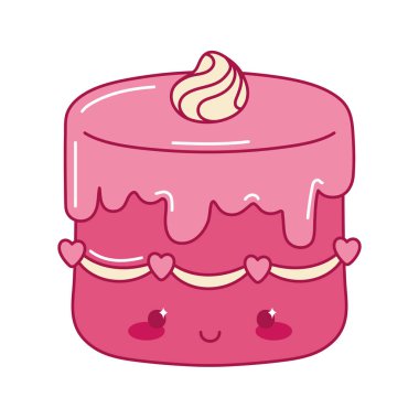 Doğum günü pastası Kawaii izole edilmiş simge