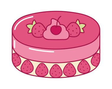 Doğum günü pastası Kawaii nefis izole edilmiş tasarım