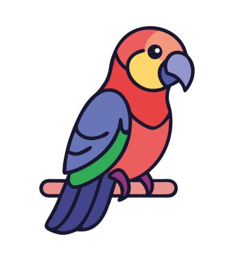 Tropiklerdeki bir dala tünemiş parlak ve renkli bir papağan.