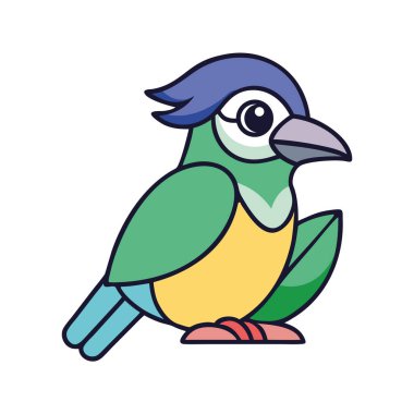 Bir dala tünemiş canlı renklerin karışımıyla ayırt edici ötücü kuş.