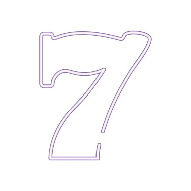 A minimalist lucky seven icon in purple linear style clipart