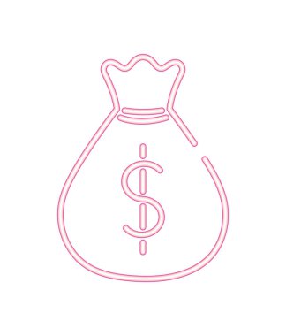 Pembe çizgisel biçimli minimalist para çantası simgesi