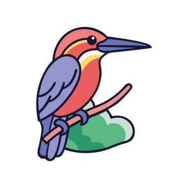 Parlak ve renkli Kingfisher Tropiklerdeki bir kayaya tünemişti.