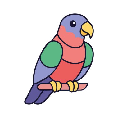 Ormanın bir dalına tünemiş parlak bir papağan.