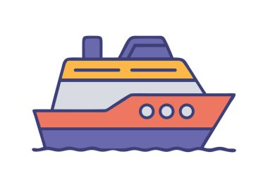 Düz tasarım yolcu gemisi yan görünümü izole vektör çizimi