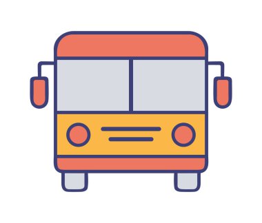 Düz tasarım şehir otobüsü ön görünümü izole vektör illüstrasyonu