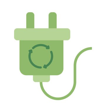 Düz tasarım yeşil enerji prizi izole vektör illüstrasyonu