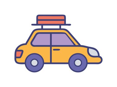 Çatısı kargo izole vektör illüstrasyonlu düz tasarım araba