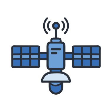 Düz tasarım bilimsel uzay istasyonu izole edilmiş vektör çizimi
