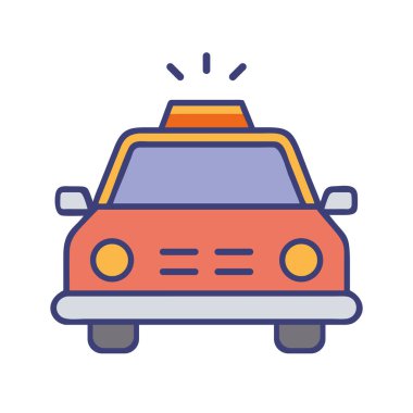 Düz tasarım taksi ön görünümü izole vektör illüstrasyonu