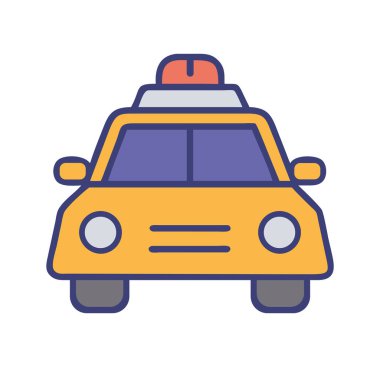 Düz tasarım polis arabası ön görünümü izole vektör illüstrasyonu