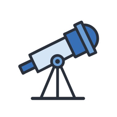 Düz dizayn astronomi teleskopu izole edilmiş vektör çizimi
