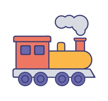 Düz tasarım buharlı lokomotif treni izole edilmiş vektör çizimi