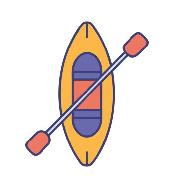 Düz dizayn kanosu küreklerle üst görünüm izole edilmiş vektör illüstrasyonu