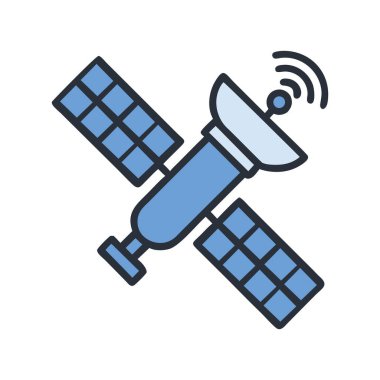 İzole edilmiş iletişim vektör illüstrasyonu için düz tasarım uydu anteni