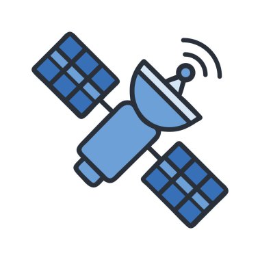 Düz tasarım yörünge uydusu izole edilmiş vektör çizimi