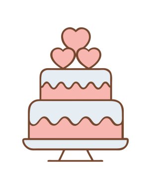 Düğün pastası kalpleri ile dekore edilmiş