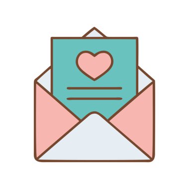 Düğün davetiyeleri için kalp şeklinde bir kartla zarf