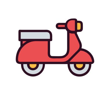 Klasik İtalyan kırmızı scooter taşıma illüstrasyonu