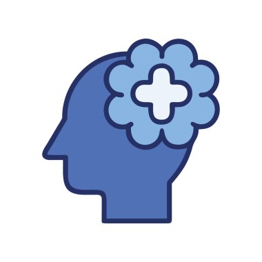 Psikiyatri için haç şeklinde çiçek sembolü olan bir kafa.