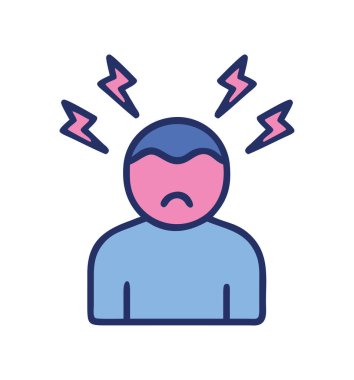 Psikiyatrideki stresi sembolize eden şimşekleri olan kişi.