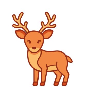 Orman hayvanı geyiği kahverengi çizimi