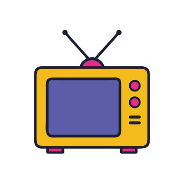 Retro nesne televizyon sarı illüstrasyon