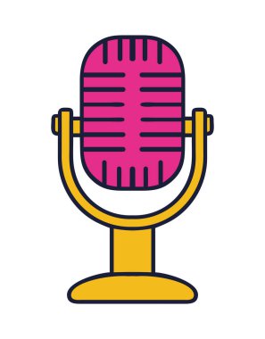 Retro nesne mikrofon pembe illüstrasyon