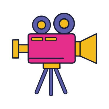 Retro nesne film kamerası pembe illüstrasyon