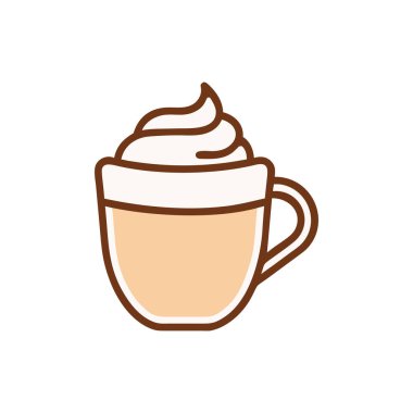 Kupa illüstrasyonunda servis edilen sıcak bir kahve.