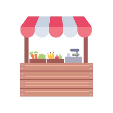 Kanopi illüstrasyonlu yerel pazar standı