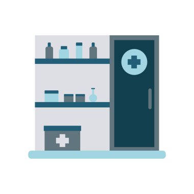 Malzeme illüstrasyonlu tıbbi dolap