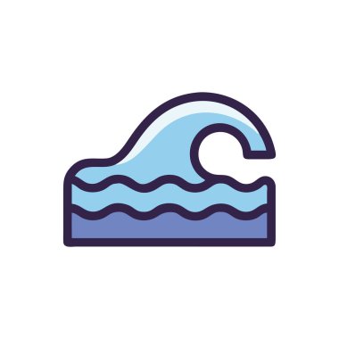 Yuvarlanan okyanus dalgası mavi çizimi