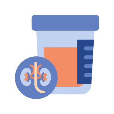 Böbrek hastalığı. Tıbbi şişe çizimi.