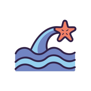 Okyanus dalgaları üzerinde deniz yıldızı çizimi