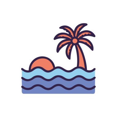 Okyanus dalgaları üzerinde palmiye ağacı