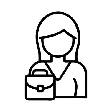 İş kadını simgesi ve evrak çantası profesyonel taslağı