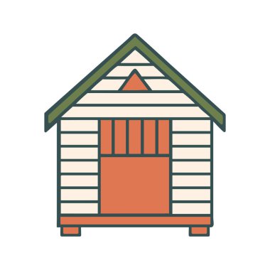 Ahşap duvarları olan bahçe kulübesi.