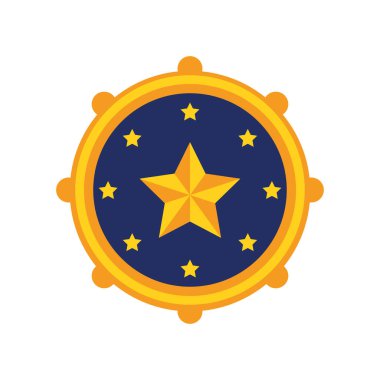 Polis Logosu Yıldız Çemberi Rozeti Otorite Güvenlik Kalkanı Hükümet Rütbe Sembolü