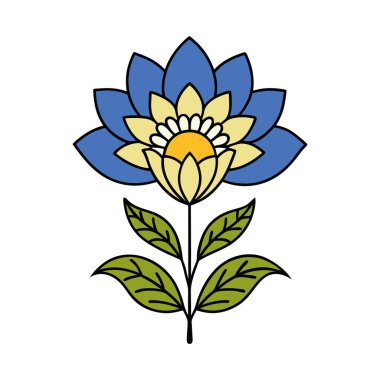 Mavi Hindistan Çiçeği Sarı Çiçek Botanik Bahçesi Dekoratif Petaled Illustration Renkli Çiçek