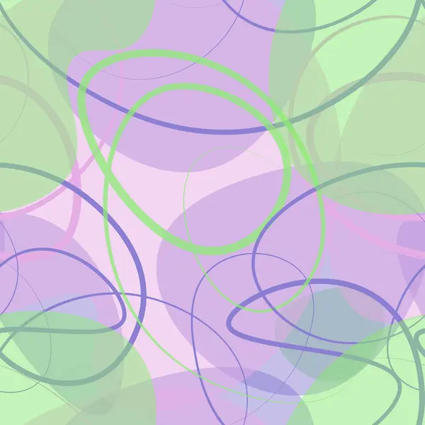 ライラックと緑の斑点と線の抽象ベクトルパターン — ストックベクタ