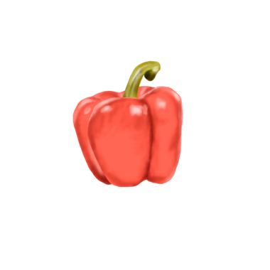 Şeffaf arkaplanda kırmızı, tatlı kırmızı biber.