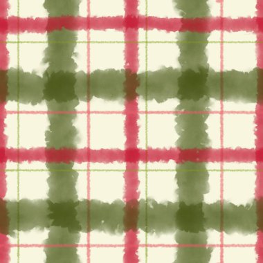 Açık yeşil bir arkaplanda yeşil ve ahududu renklerinde işaretlenmemiş desen.