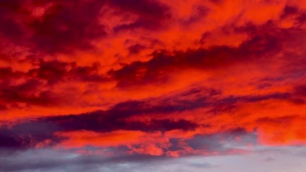 Czerwony Zachód Słońca Ciemnoczerwonymi Chmurami Dramatyczne Niebo — Wideo stockowe