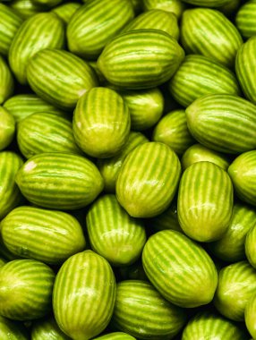 Green Striped Hard Candies Oval Shaped Sweet Treat Macro Photography Delicious Dessert Snack for Kids and Adults Party Food Vibrant Confectionery Fun Theme Holiday Celebration Playful HD Stock Footage