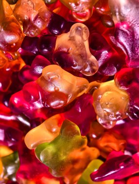Colorful Translucent Gummy Bear Candies Sweet Jelly Macro Photography Tasty Dessert Treat for Kids and Adults Party Snack Food Vibrant Confectionery Fun Theme Holiday Celebration Playful Stock Footage