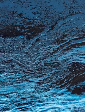 Blue Flowing Water Surface with Dynamic Ripples and Reflections, Abstract Natural Background, Fresh Clean Texture, Energy and Motion Concept