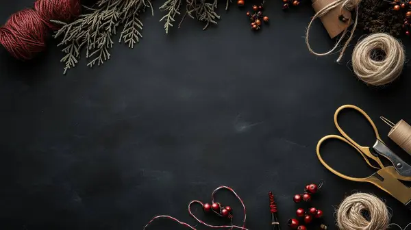 Özenle hazırlanmış, siyah arka planda malzeme tasarımı.