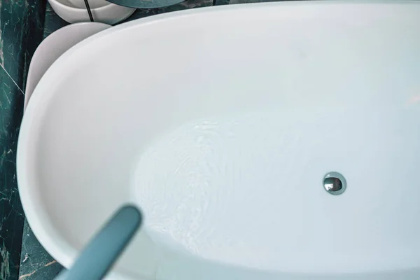 Fresh Water Background Blue Water Bath Bathroom Top View Skin — Stockfoto