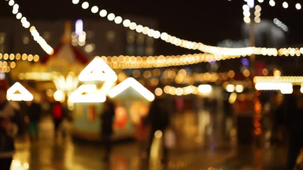 Zamazane Tło Ulica Miasta Iluminacjami Świątecznymi Zamazane Tło Świąteczne Lampki — Wideo stockowe